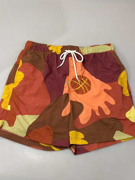 Urban Outfitters Other - Urban Outfitters L Orange Yellow Brown Camo Basketball Hand Swim Trunks Lined